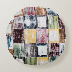 Colorful squares pattern round pillow