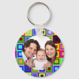 Colorful Squares/Photo Keychain