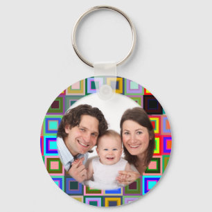 Colorful Squares/Photo Keychain