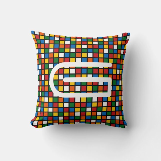Colorful Squares Pillow w/ Initial -Primary Colors (Front)