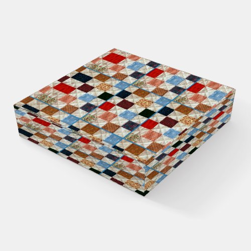 Colorful squares quilt paperweight