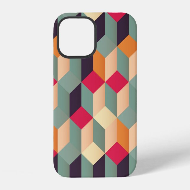 Colorful squares, retro geometric pattern. iphone case (Back)