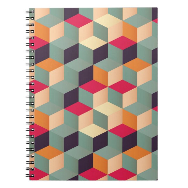 Colorful squares, retro geometric pattern. notebook (Front)