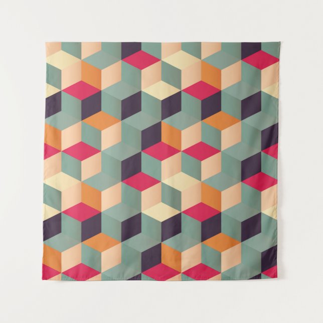 Colorful squares, retro geometric pattern. tapestry (Front)