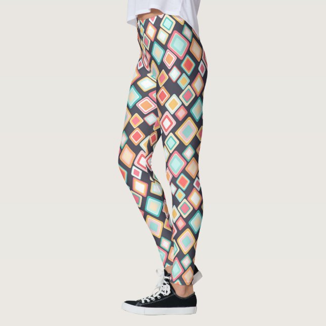 Colorful Squares Retro Pattern Leggings (Left)