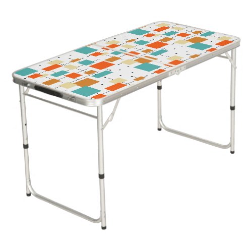 Colorful Squares Retro Throwback Mid Century Beer Pong Table