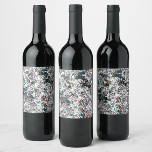 Colorful squares similar to CD parts dent mosaic Wine Label
