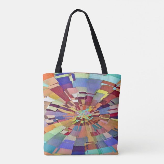Colorful Squares Swirl Tote Bag (Back)