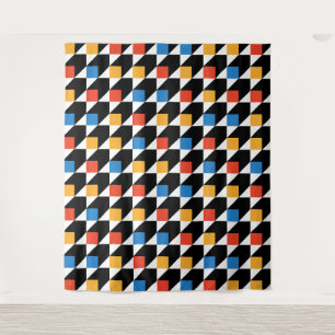 Colorful Squares Tapestry - White