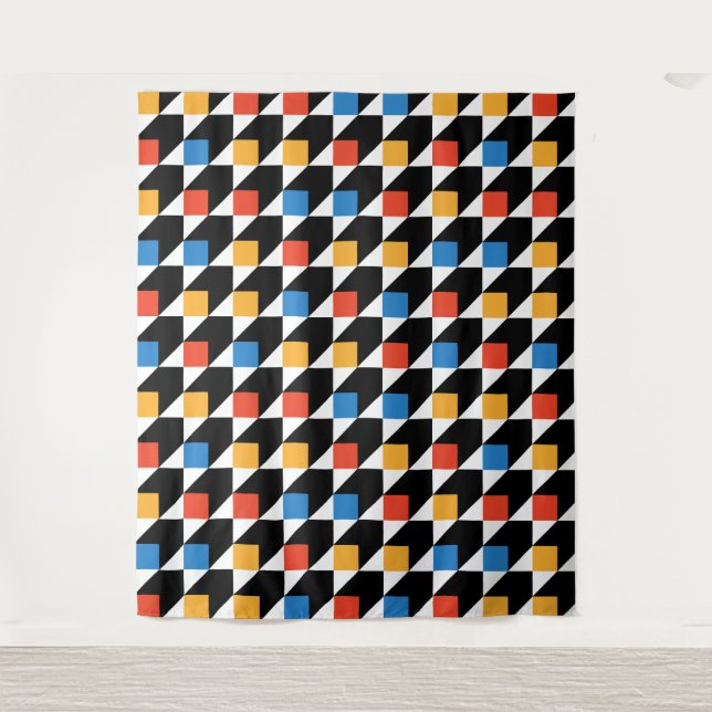 Colorful Squares Tapestry - White (Front)