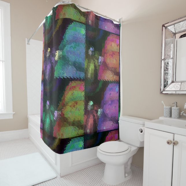 Colorful Squash Quilt Shower Curtain (In Situ)