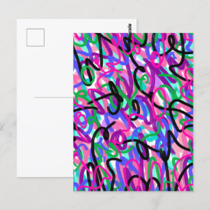 Colorful Squiggles Abstract Art Postcard