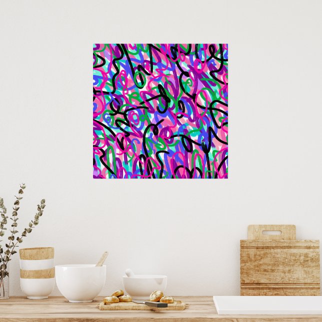 Colorful Squiggles Abstract Art Poster (Kitchen)
