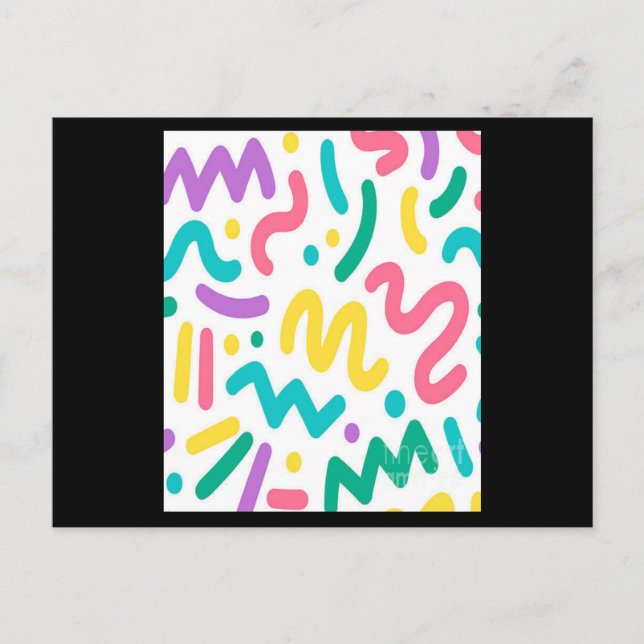 Colorful Squiggles Pattern Postcard (Front)