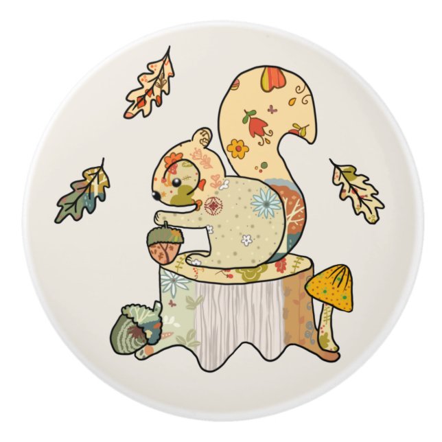 colorful squirrel ceramic knob (Front)