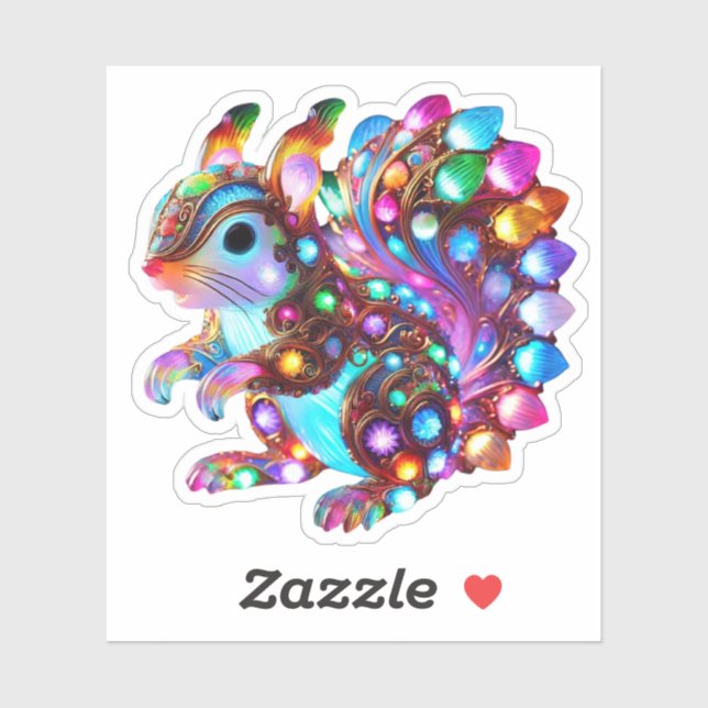 Colorful Squirrel - Nature’s Whimsy in Vibrant Col Sticker (Sheet)