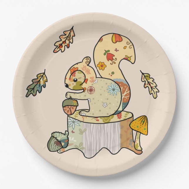 colorful squirrel paper plates (Front)