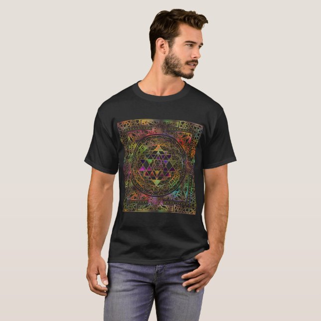 Colorful Sri Yantra  / Sri Chakra T-Shirt (Front Full)