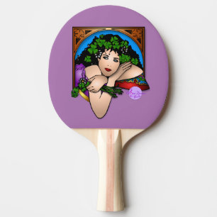 Colorful St Patricks Day Lady Ping Pong Paddle