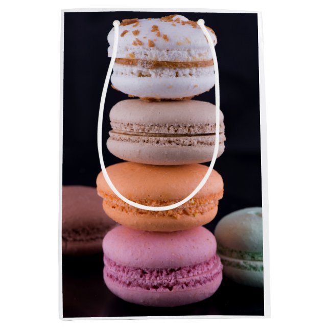Colorful stack of French Macarons Medium Gift Bag (Front)