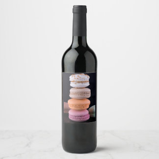 Colorful stack of French Macarons Wine Label