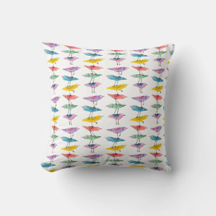 Colorful Stacked Bird Throw Pillow