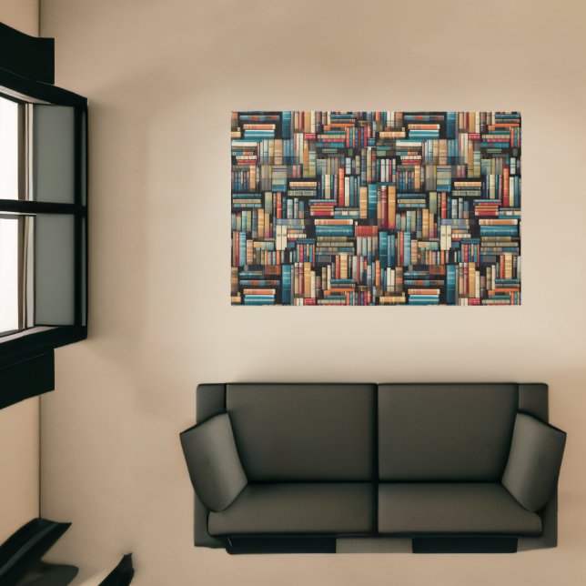 Colorful Stacked Books Pattern Design Book-lover Rug (Insitu (Indoor 1))