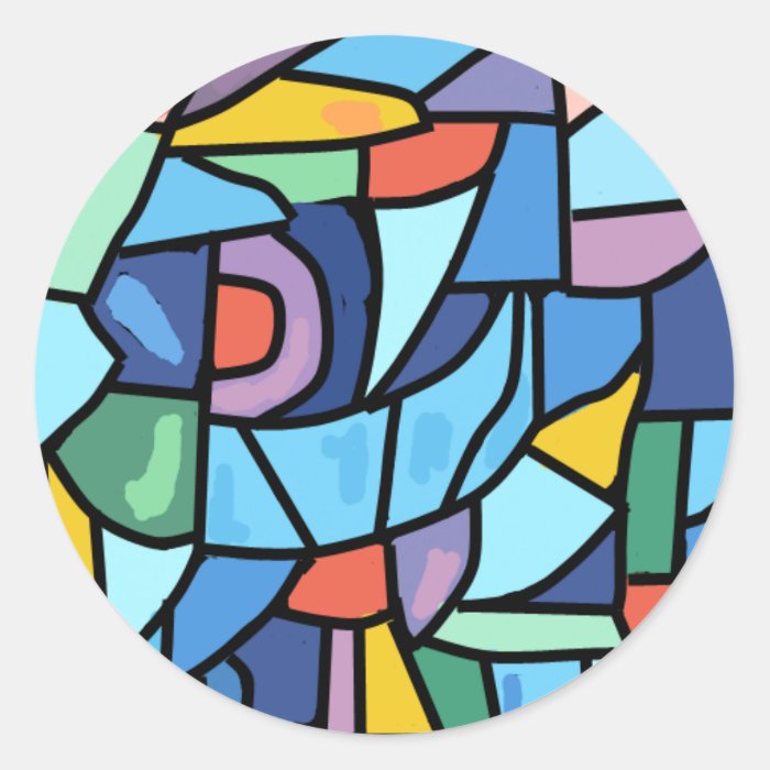 Colorful Stain Glass Effect Round Stickers