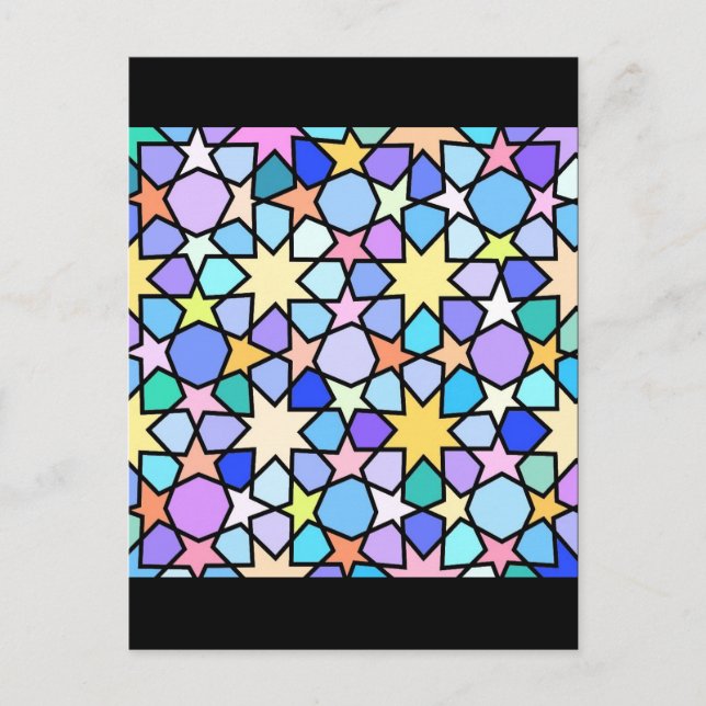 Colorful Stain glass effect Stars Pattern Postcard (Front)