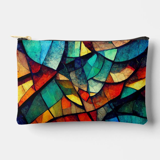 Colorful Stained Glass Abstraction Accessory Pouch (Front)