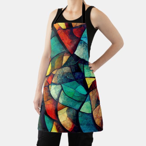 Colorful Stained Glass Abstraction Apron