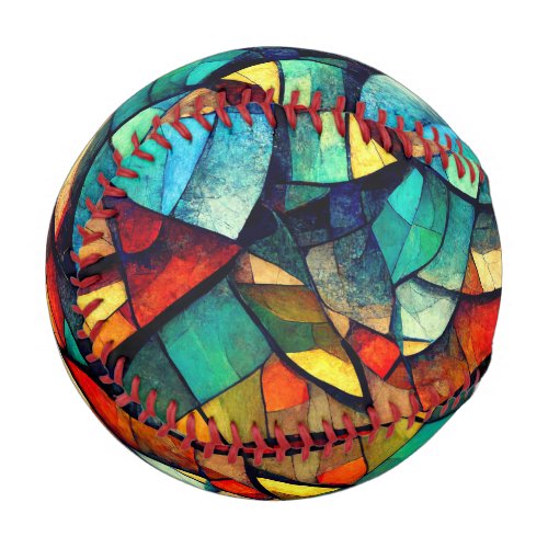 Colorful Stained Glass Abstraction Baseball