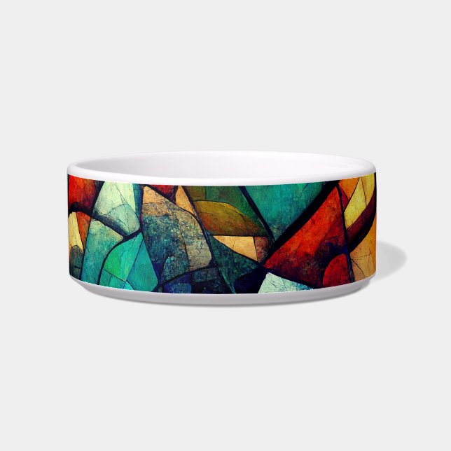 Colorful Stained Glass Abstraction Bowl (Right)