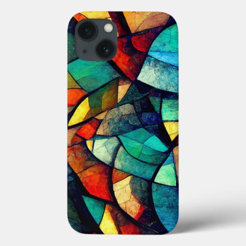 Colorful Stained Glass Abstraction iPhone 13 Case
