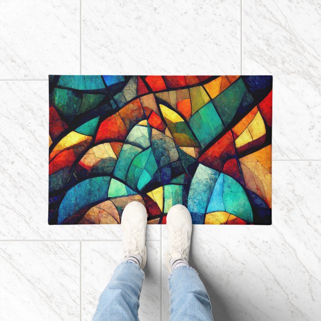 Colorful Stained Glass Abstraction Doormat (Indoor)