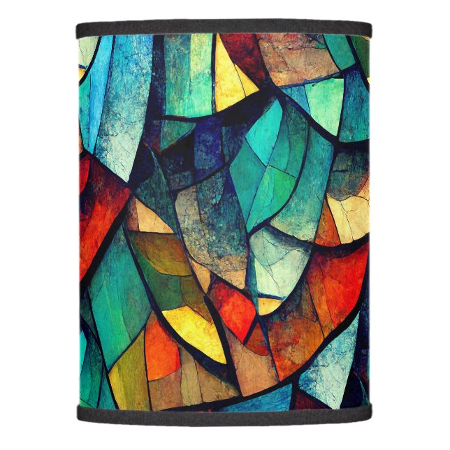 Colorful Stained Glass Abstraction Lamp Shade (Front)