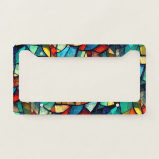 Colorful Stained Glass Abstraction License Plate Frame