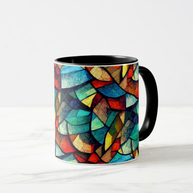 Colorful Stained Glass Abstraction Mug (Front Right)