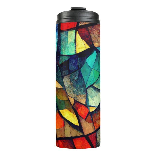 Colorful Stained Glass Abstraction Thermal Tumbler (Front)
