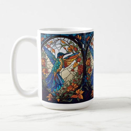 Colorful Stained Glass Artistic Hummingbird Coffee Mug