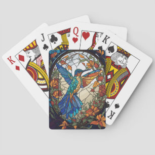 Colorful Stained Glass Artistic Hummingbird Poker Cards
