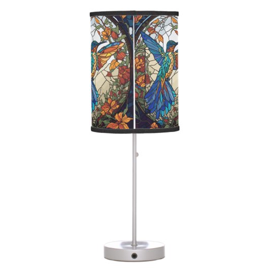 Colorful Stained Glass Artistic Hummingbird Table Lamp (Back)