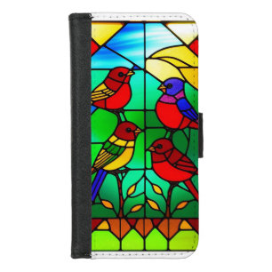 Colorful Stained Glass Artwork with Birds iPhone 8/7 Wallet Case