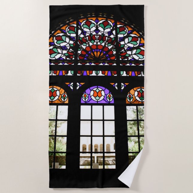 Colorful Stained Glass Beach Towel (Front)