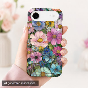 Colorful Stained Glass Botanical Wildflower Art iPhone 17 Air Case