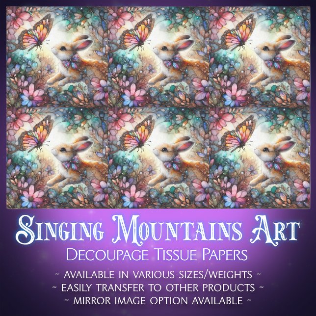 Colorful Stained Glass Bunny Butterfly Decoupage  Tissue Paper (Creator Uploaded)