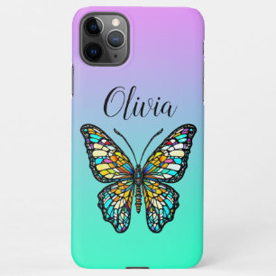 Colorful Stained Glass Butterfly Personalized iPhone 11Pro Max Case
