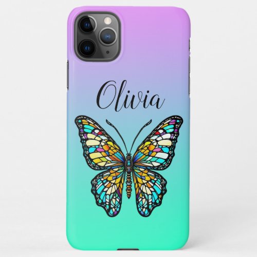 Colorful Stained Glass Butterfly Personalized iPhone 11Pro Max Case