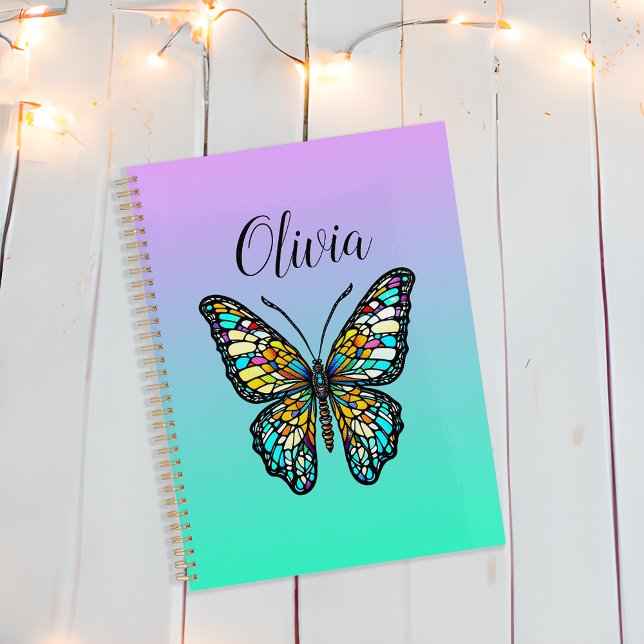 Colorful Stained Glass Butterfly Personalized Planner (Creator Uploaded)