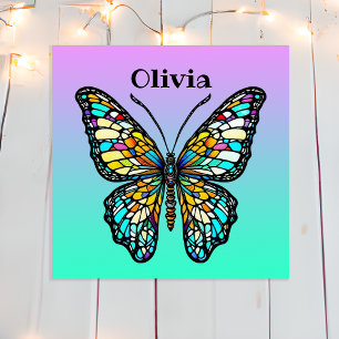 Colorful Stained Glass Butterfly Personalized Poster